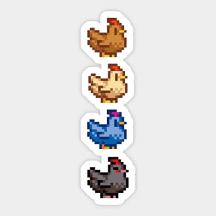 4 Chickens of Stardew Valley Sticker